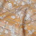 Mustard Yellow Synthetic Crepe Fabric - Delicate White Blossom Print, 110cm Wide, Last Piece-D19339(1.6Mtrs Piece) Regal Fabrics