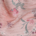 Pink Georgette Fabric - Light Floral Print with Textured Stripes, 110cm Wide, Last Piece-D19340(1.6Mtrs Piece) Regal Fabrics
