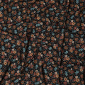 Dark Floral Viscose Crepe Fabric - Multicolored Print on Black, 140cm Wide, Last Piece-D19341(1.35Mtrs Piece)
