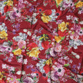 Vibrant Red Silk Crepe Fabric - Luxurious Floral Print with Polka Dots, 140cm Wide, Last Piece-D19344(1.6Mtrs Piece) Regal Fabrics