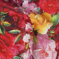 Vibrant Red Silk Crepe Fabric - Luxurious Floral Print with Polka Dots, 140cm Wide, Last Piece-D19344(1.6Mtrs Piece) Regal Fabrics