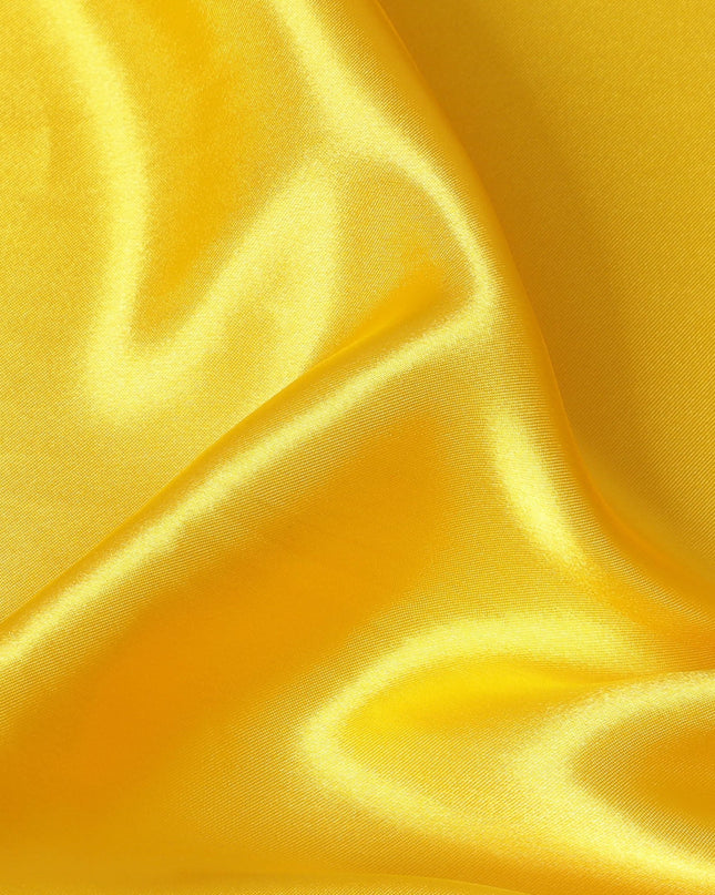 Vibrant Yellow Synthetic Satin Fabric, 110 cm Width - Exclusive Last Piece-D19354(2.5Mtrs Piece)