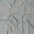 Sophisticated Pale Pink Silk Crepe Fabric with Blue Floral Print, 110 cm Width, Last Piece-D19360(1.6Mtrs Piece)