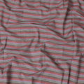 Vibrant Red and Grey Blended Cotton Shirting Fabric, Striped Design, 140 cm Width - Exclusive Last Piece-D19361(2Mtrs Piece)