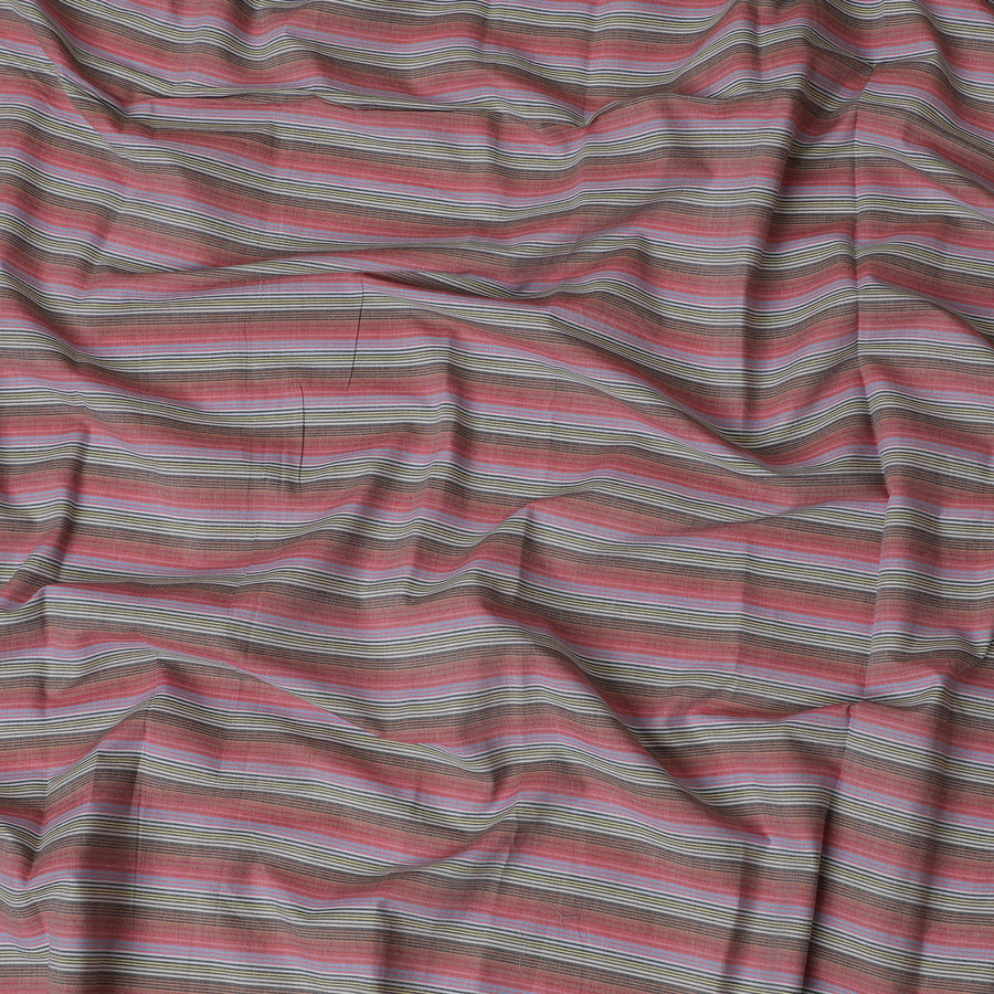 Vibrant Red and Grey Blended Cotton Shirting Fabric, Striped Design, 140 cm Width - Exclusive Last Piece-D19361(2Mtrs Piece)