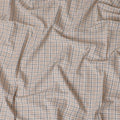 قماش قمصان كلاسيكي من الكتان المخلوط باللون البيج مع خطوط شبكية سوداء، عرض 140 سم - قطعة أخيرة حصرية - D19362 (قطعة بطول 1.9 متر)