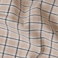 قماش قمصان كلاسيكي من الكتان المخلوط باللون البيج مع خطوط شبكية سوداء، عرض 140 سم - قطعة أخيرة حصرية - D19362 (قطعة بطول 1.9 متر)