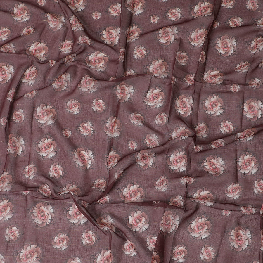 Romantic Dusty Rose Cotton Voile Fabric with Delicate Floral Print, 140 cm Width - Exclusive Last Piece-D19364(1.6Mtrs Piece)