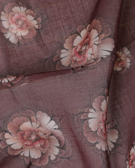 Romantic Dusty Rose Cotton Voile Fabric with Delicate Floral Print, 140 cm Width - Exclusive Last Piece-D19364(1.6Mtrs Piece)