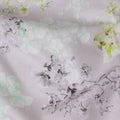 Elegant Light Grey Cotton Lawn Fabric with Spring Green Floral Print, 110 cm Width - Exclusive Last Piece-D19365(1.55Mtrs Piece) Regal Fabrics