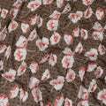 Chic Brown Cotton Voile Fabric with Vibrant Red and White Floral Print, 140 cm Width - Exclusive Last Piece-D19366(1.5Mtrs Piece)