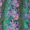 Vibrant Green Cotton Voile Fabric with Large Floral and Paisley Print, 140 cm Width - Exclusive Last Piece-D19367(1.8Mtrs Piece)