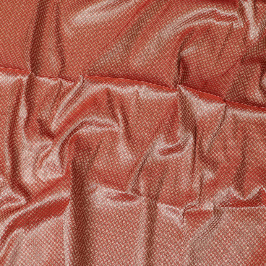 Luxurious Red Synthetic Brocade Fabric with Silver Motif, 110 cm Width - Exclusive Last Piece-D19368(2Mtrs Piece)