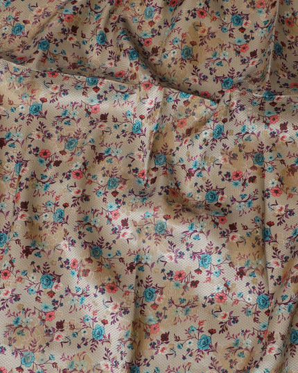 Vintage-Inspired Floral Synthetic Brocade Fabric, 140 cm Width - Exclusive Last Piece-D19369(2Mtrs Piece)