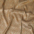 Charming Beige Synthetic Brocade Fabric with Small Red Floral Print, 140 cm Width - Exclusive Last Piece-D19371(2Mtrs Piece)