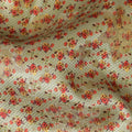 Charming Beige Synthetic Brocade Fabric with Small Red Floral Print, 140 cm Width - Exclusive Last Piece-D19371(2Mtrs Piece)