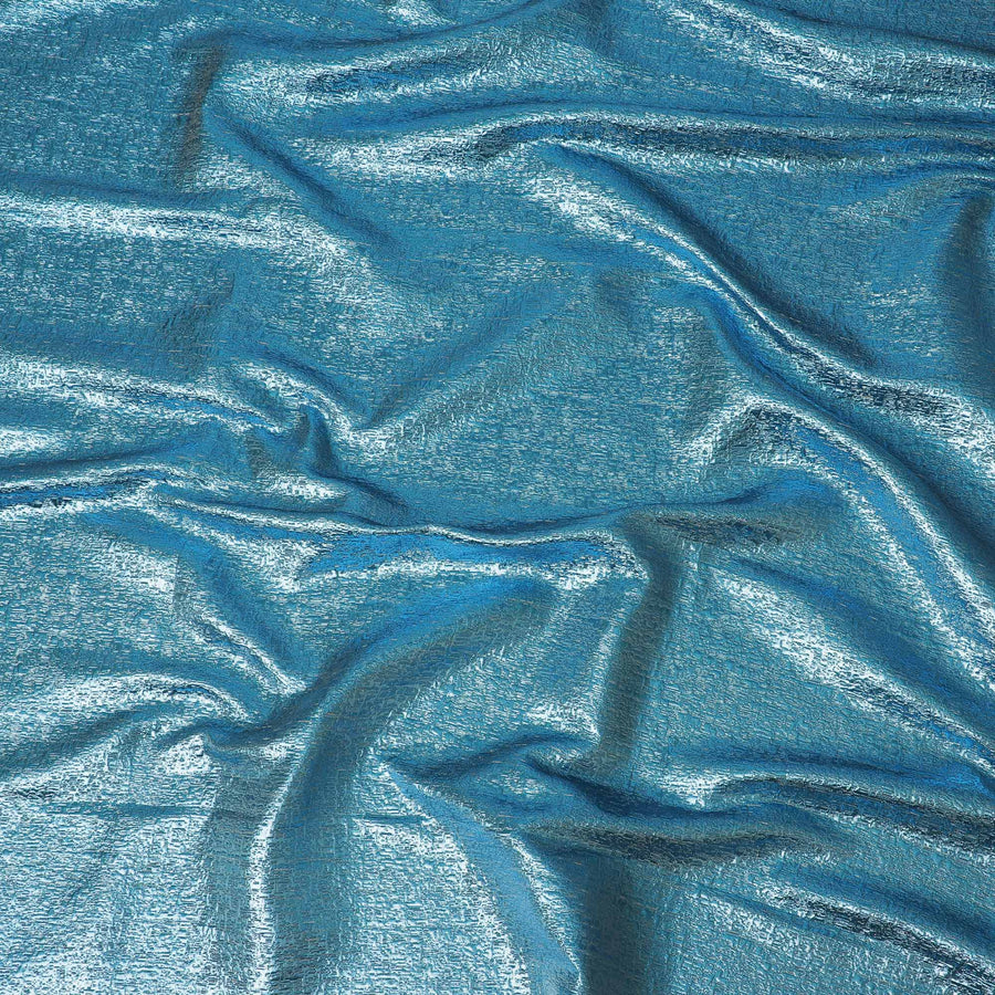 قماش بروكار صناعي فاخر - أزرق محيطي لامع، عرض 140 سم، القطعة الأخيرة-D19374(قطعة 2 متر)