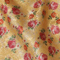 Charming Floral Brocade Fabric - Sunny Yellow with Red Roses, 140 cm Width, Last Piece-D19375(2Mtrs Piece)