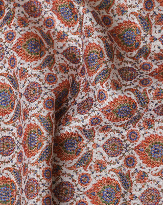Exquisite Geometric Brocade Fabric - Multicolor Mandala Design, 140 cm Width, Last Piece-D19376(2Mtrs Piece) Regal Fabrics
