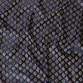 Luxurious Navy Blue and Gold Synthetic Brocade Fabric with Floral Design â€“ 140 cm Width-D19378
