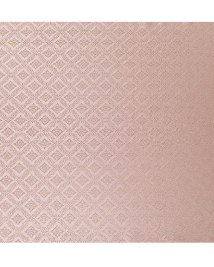 Elegant Blush Pink and Gold Synthetic Brocade Fabric with Geometric Floral Design â€“ 140 cm Width-D19381