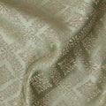 Elegant Mint Green and Gold Synthetic Brocade Fabric with Geometric Floral Pattern â€“ 140 cm Width-D19382