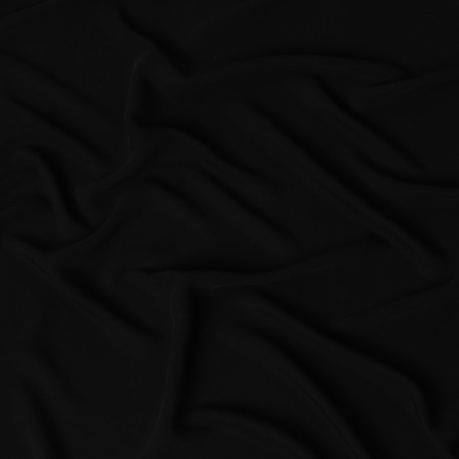 قماش كريب صناعي أسود أنيق قابل للتمدد - عرض 140 سم - D19393