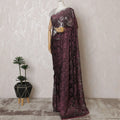 Elegant French Metallic Chantilly Lace Fabric - Burgundy Floral Design, 110 cm Width, 5.5 Meters-D19450 Regal Fabrics
