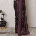 Elegant French Metallic Chantilly Lace Fabric - Burgundy Floral Design, 110 cm Width, 5.5 Meters-D19450 Regal Fabrics