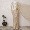 Elegant French Metallic Chantilly Lace Fabric - Gold Floral Design, 110 cm Width, 5.5 Meters-D19451 Regal Fabrics