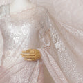 Elegant French Metallic Chantilly Lace Fabric - Soft Pink Floral Design, 110 cm Width, 5.5 Meters-D19457 Regal Fabrics