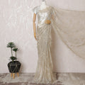 Elegant French Metallic Chantilly Lace Fabric - Champagne Gold Floral Design, 110 cm Width, 5.5 Meters-D19459 Regal Fabrics
