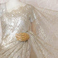 Elegant French Metallic Chantilly Lace Fabric - Champagne Gold Floral Design, 110 cm Width, 5.5 Meters-D19459 Regal Fabrics
