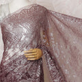 Elegant French Metallic Chantilly Lace Fabric - Plum Floral Design, 110 cm Width, 5.5 Meters-D19460 Regal Fabrics