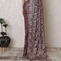 Elegant French Metallic Chantilly Lace Fabric - Plum Floral Design, 110 cm Width, 5.5 Meters-D19460 Regal Fabrics
