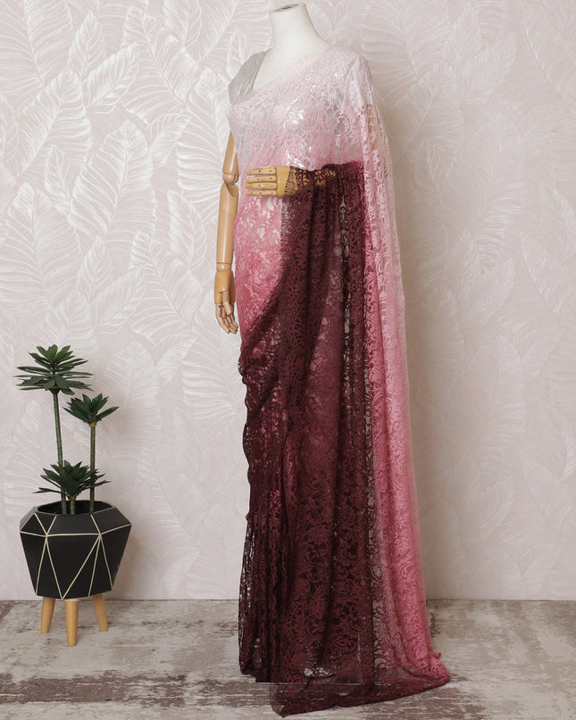 Elegant French Ombre Chantilly Lace Fabric - Pink to Burgundy Design, 110 cm Width, 5.5 Meters-D19461 Regal Fabrics