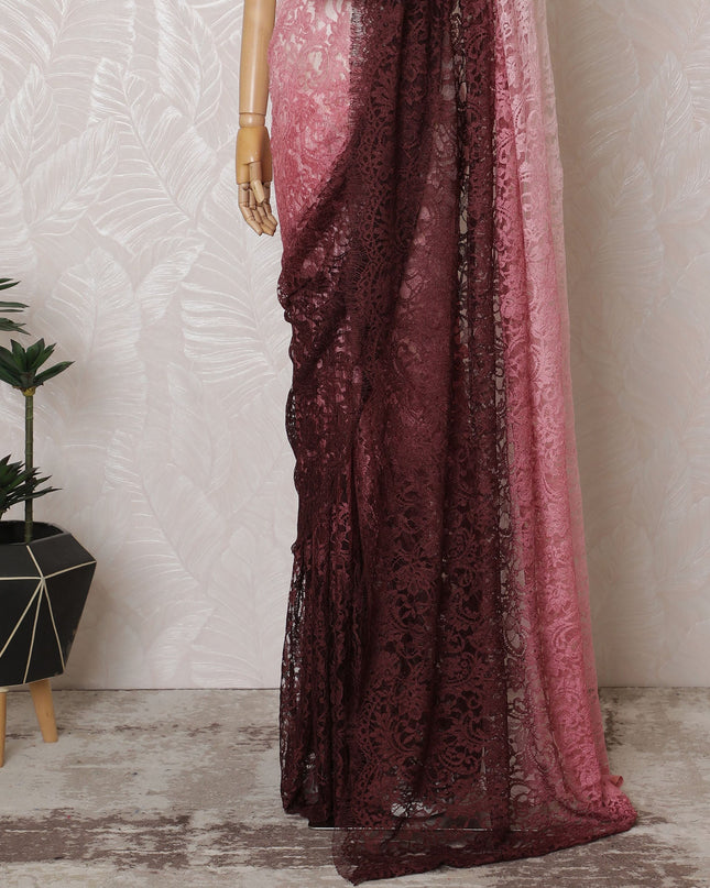 Elegant French Ombre Chantilly Lace Fabric - Pink to Burgundy Design, 110 cm Width, 5.5 Meters-D19461 Regal Fabrics