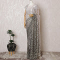 Elegant French Ombre Chantilly Lace Fabric - Silver to Grey Design, 110 cm Width, 5.5 Meters-D19462