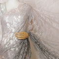 Elegant French Ombre Chantilly Lace Fabric - Silver to Grey Design, 110 cm Width, 5.5 Meters-D19462