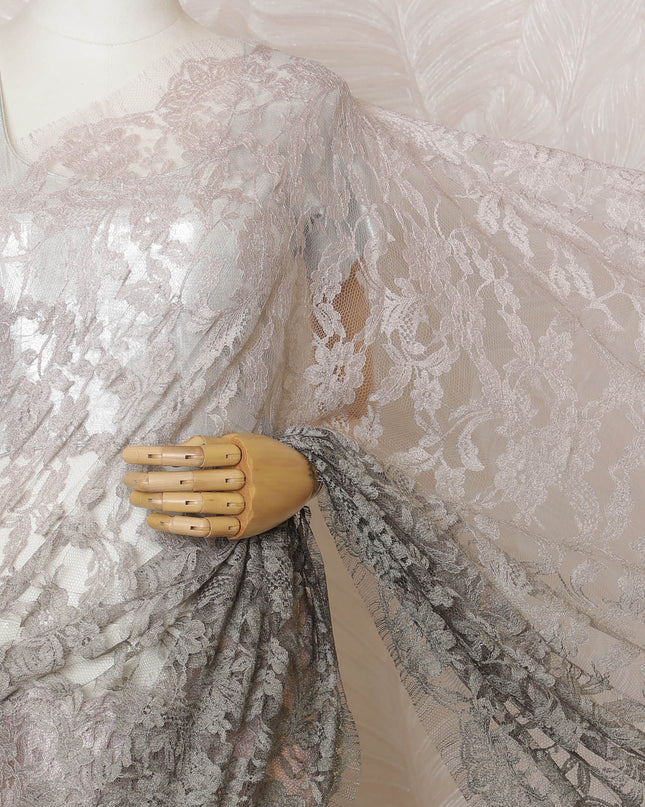 Elegant French Ombre Chantilly Lace Fabric - Silver to Grey Design, 110 cm Width, 5.5 Meters-D19462 Regal Fabrics
