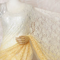 Elegant French Ombre Chantilly Lace Fabric - Yellow to Ivory Design, 110 cm Width, 5.5 Meters-D19463