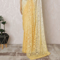Elegant French Ombre Chantilly Lace Fabric - Yellow to Ivory Design, 110 cm Width, 5.5 Meters-D19463