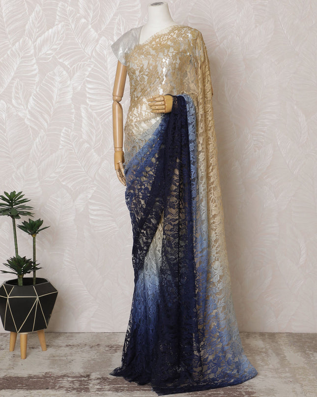Elegant French Ombre Chantilly Lace Fabric - Gold to Blue Design, 110 cm Width, 5.5 Meters-D19465 Regal Fabrics