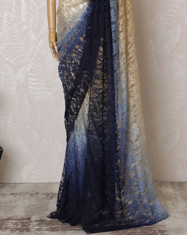 Elegant French Ombre Chantilly Lace Fabric - Gold to Blue Design, 110 cm Width, 5.5 Meters-D19465 Regal Fabrics