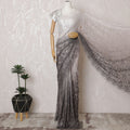 قماش دانتيل شانتيلي متدرج فرنسي أنيق - تصميم فضي إلى فحمي، عرض 110 سم، 5.5 متر-D19467