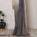 قماش دانتيل شانتيلي متدرج فرنسي أنيق - تصميم فضي إلى فحمي، عرض 110 سم، 5.5 متر-D19467
