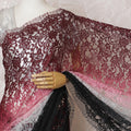 Elegant French Ombre Chantilly Lace Fabric - Burgundy to Black Design, 110 cm Width, 5.5 Meters-D19468