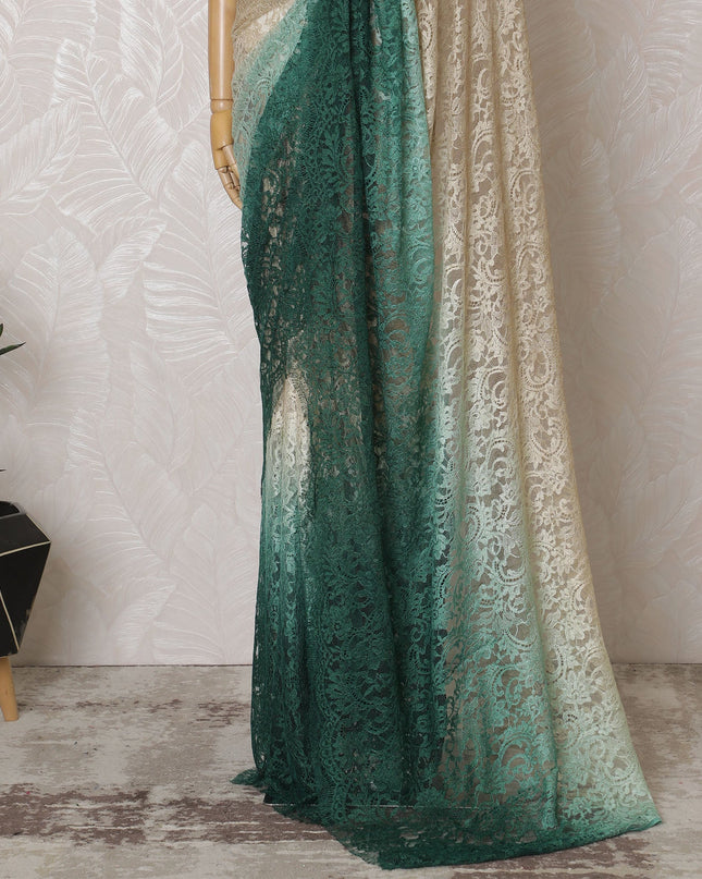 Elegant French Ombre Chantilly Lace Fabric - Gold to Emerald Green Design, 110 cm Width, 5.5 Meters-D19470 Regal Fabrics