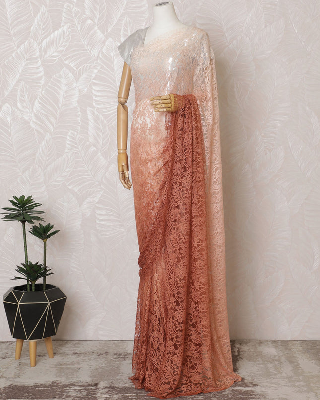 Elegant French Ombre Chantilly Lace Fabric - Peach to Rust Design, 110 cm Width, 5.5 Meters-D19471 Regal Fabrics