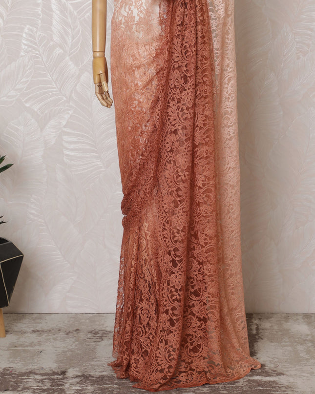 Elegant French Ombre Chantilly Lace Fabric - Peach to Rust Design, 110 cm Width, 5.5 Meters-D19471 Regal Fabrics